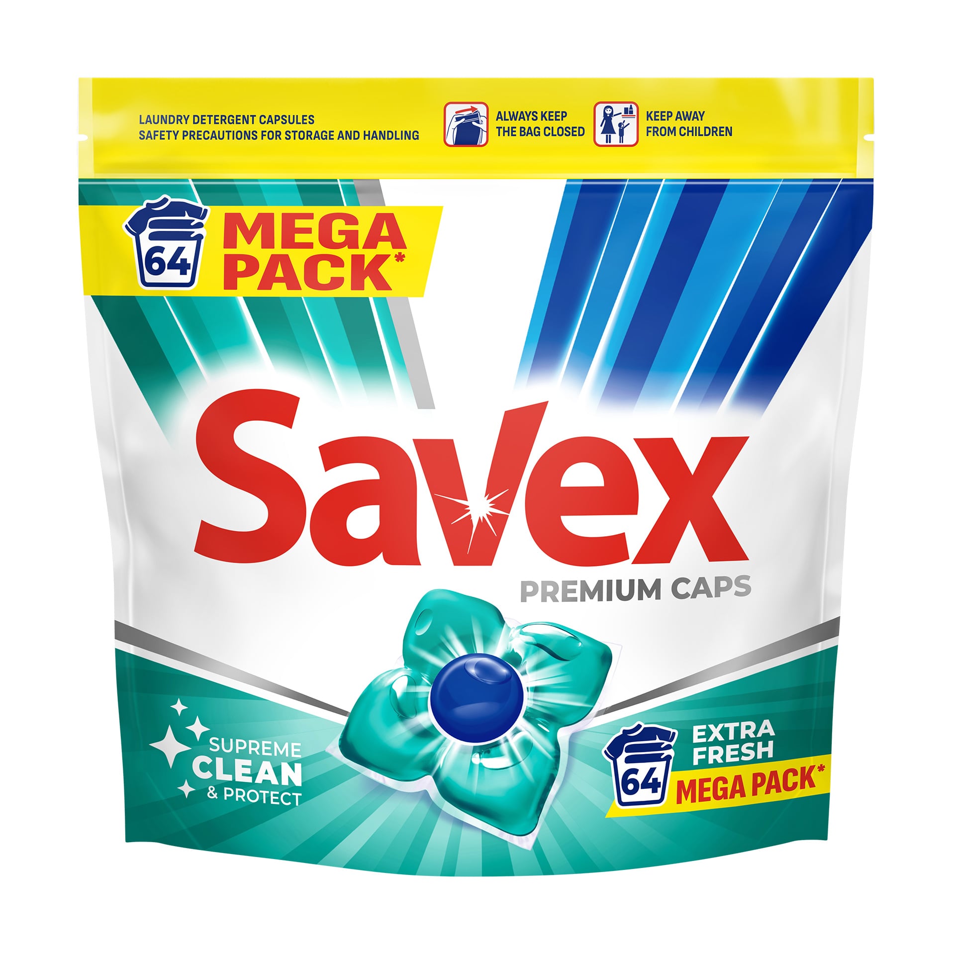 Капсули для прання Savex Premium Caps Extra Fresh, 64 цикли прання, 64 шт