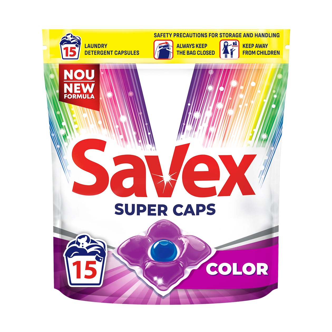 Капсули для прання Savex Super Caps Color, 15 циклів прання, 15 шт