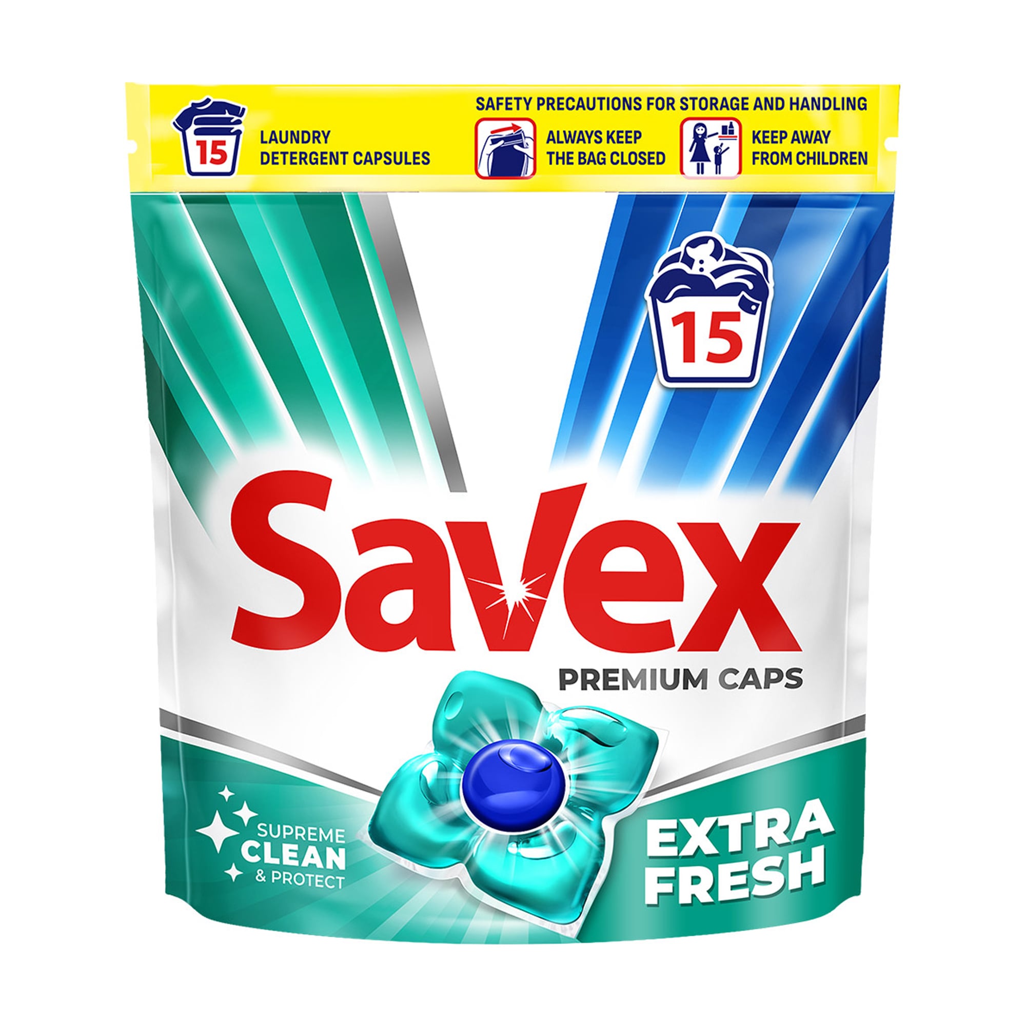 Капсули для прання Savex Super Caps Extra Fresh, 15 циклів прання, 15 шт